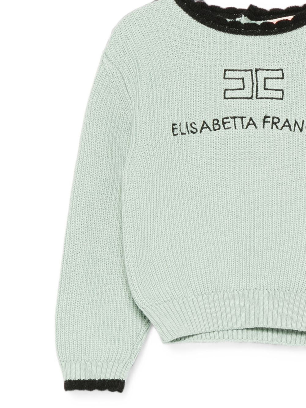 Maglione per neonata Elisabetta Franchi La Mia Bambina verde menta con logo ricamato sul davanti EGMA060CFL001 1090 ElISABETTA FRANCHI KIDS 