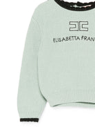 Maglione per neonata Elisabetta Franchi La Mia Bambina verde menta con logo ricamato sul davanti EGMA060CFL001 1090 ElISABETTA FRANCHI KIDS 