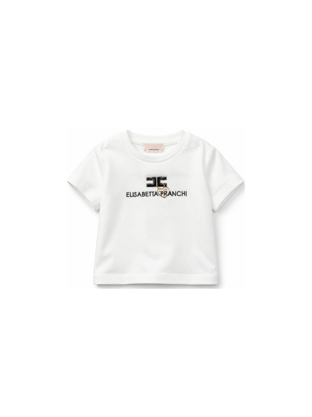 T-shirt per neonata Elisabetta Franchi La Mia Bambina bianca con logo sul davanti EGTS116CJE018 0156 ElISABETTA FRANCHI KIDS 