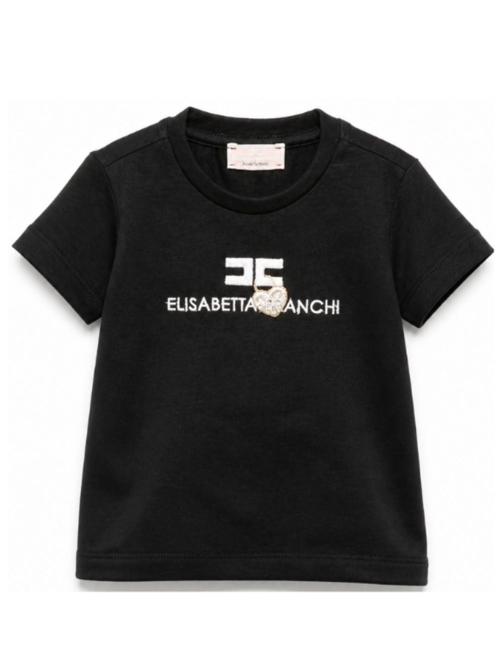 T-shirt per neonata Elisabetta Franchi La Mia Bambina nera con logo sul davanti EGTS116CJE018 N126 ElISABETTA FRANCHI KIDS 
