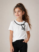 T-shirt per bambina Elisabetta Franchi La Mia Bambina bianca con dettaglio sul collo EGTS119CJE018 0178 ElISABETTA FRANCHI KIDS 
