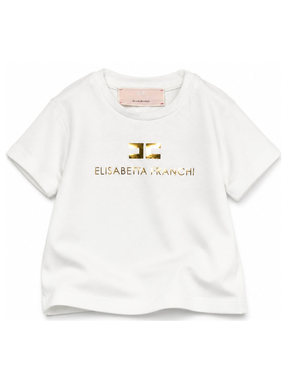 T-shirt per neonata Elisabetta Franchi La Mia Bambina bianca con logo sul davanti EGTS120CJE018 0045 ElISABETTA FRANCHI KIDS 