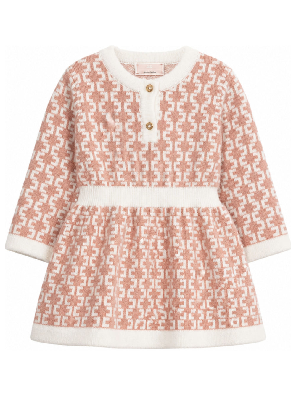 Abito per neonata Elisabetta Franchi La Mia Bambina rosa con motivo monogramma ENAB078CFL139 D777 ElISABETTA FRANCHI KIDS 