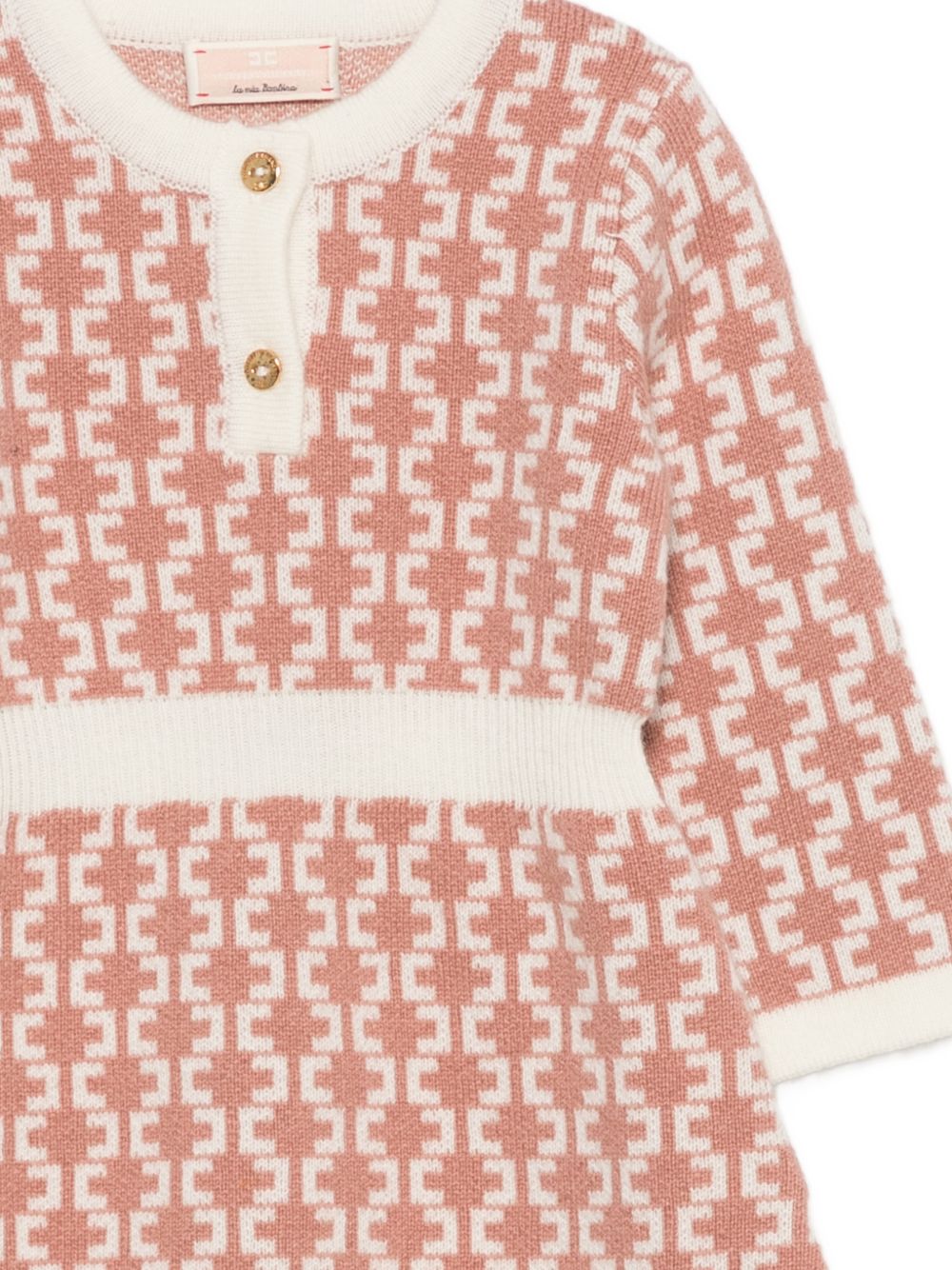 Abito per neonata Elisabetta Franchi La Mia Bambina rosa con motivo monogramma ENAB078CFL139 D777 ElISABETTA FRANCHI KIDS 