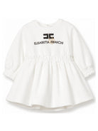 Abito svasato per neonata Elisabetta Franchi La Mia Bambina bianco con logo ricamato ENAB0810FF002 0156 ElISABETTA FRANCHI KIDS 