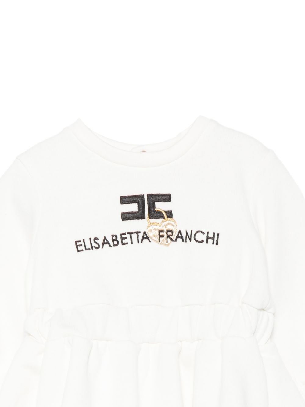 Abito svasato per neonata Elisabetta Franchi La Mia Bambina bianco con logo ricamato ENAB0810FF002 0156 ElISABETTA FRANCHI KIDS 