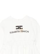 Abito svasato per neonata Elisabetta Franchi La Mia Bambina bianco con logo ricamato ENAB0810FF002 0156 ElISABETTA FRANCHI KIDS 