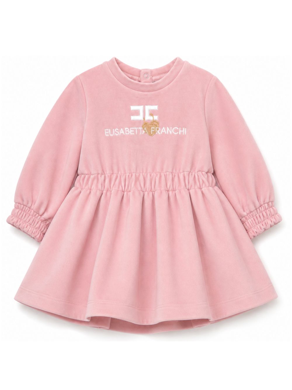 Abito svasato per neonata Elisabetta Franchi La Mia Bambina rosa con logo ricamato ENAB0810FF002 C156 ElISABETTA FRANCHI KIDS 
