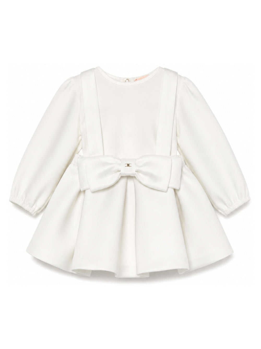 Abito per neonata Elisabetta Franchi La Mia Bambina bianco plissettato con fiocco ENCD1240RA016 0195 ElISABETTA FRANCHI KIDS 
