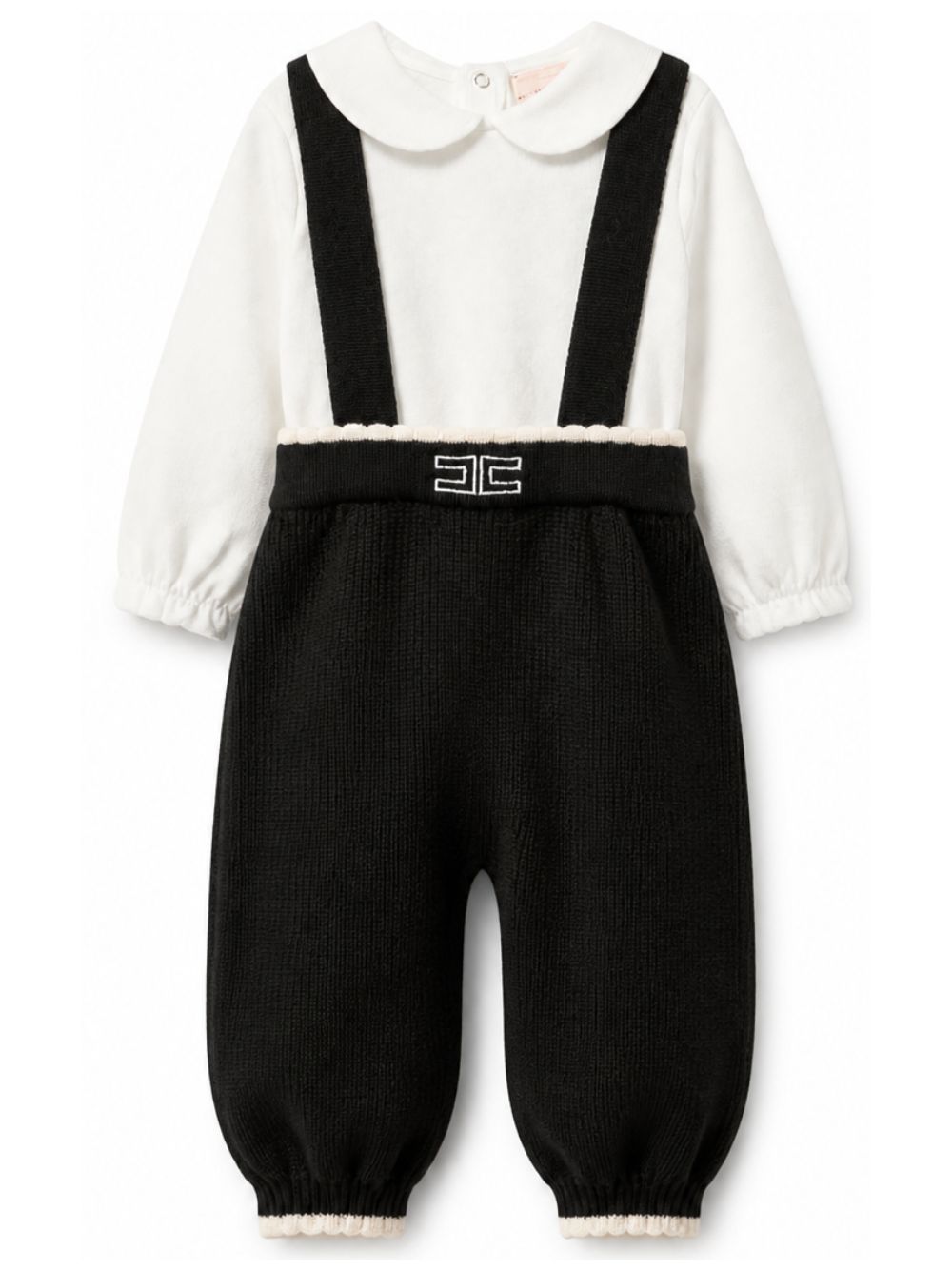 Completo per neonata Elisabetta Franchi La Mia Bambina multicolore con salopette con logo ricamato ENCD126CFL001 N101 ElISABETTA FRANCHI KIDS 