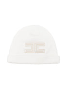 Berretto per neonata Elisabetta Franchi La Mia Bambina bianco con logo ricamato ENCP0890FF002 0115 ElISABETTA FRANCHI KIDS 