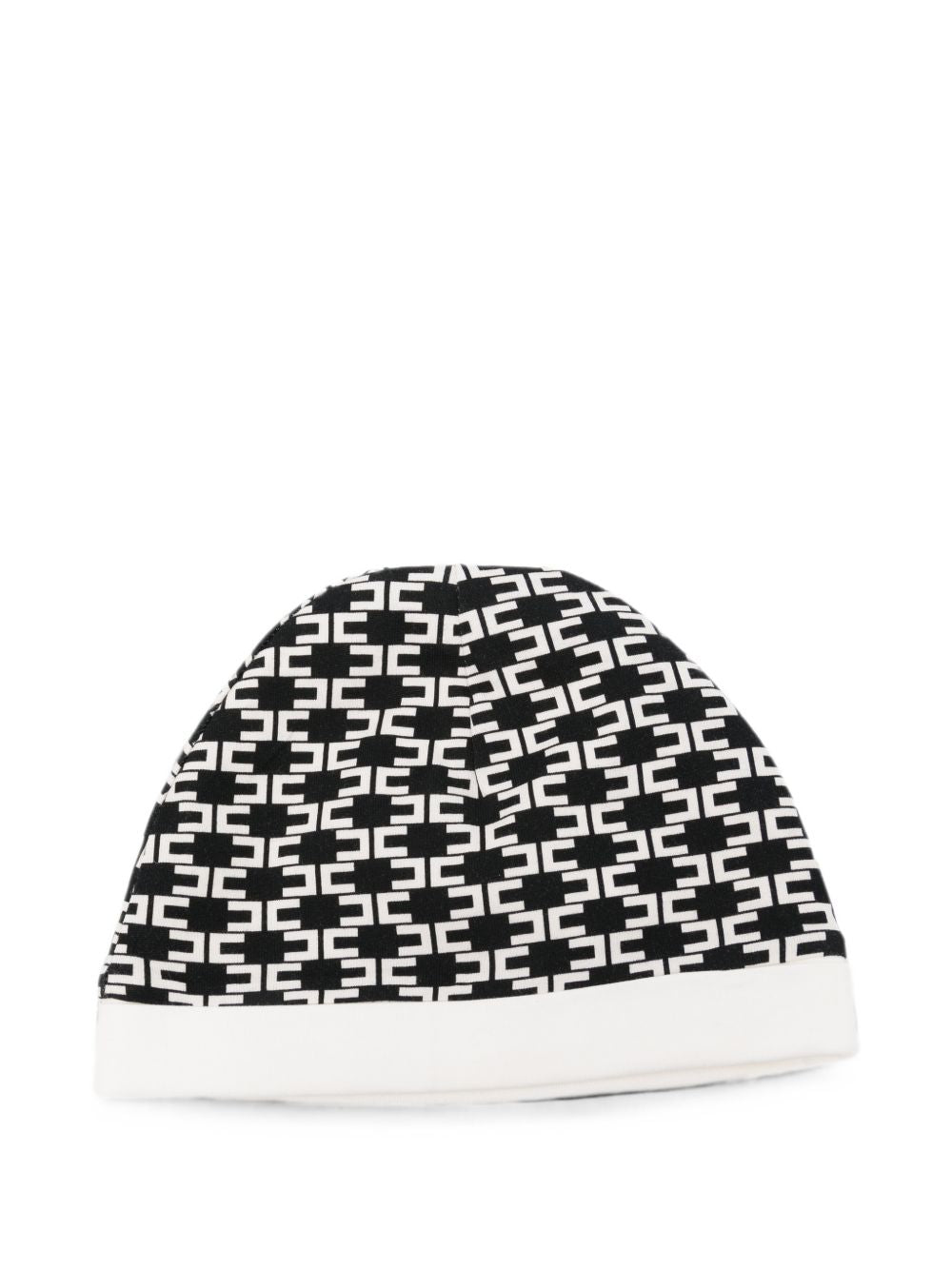 Cappellino per neonata Elisabetta Franchi La Mia Bambina bianco e nero con monogramma all-over ENCP0940JF054G D772 ElISABETTA FRANCHI KIDS 