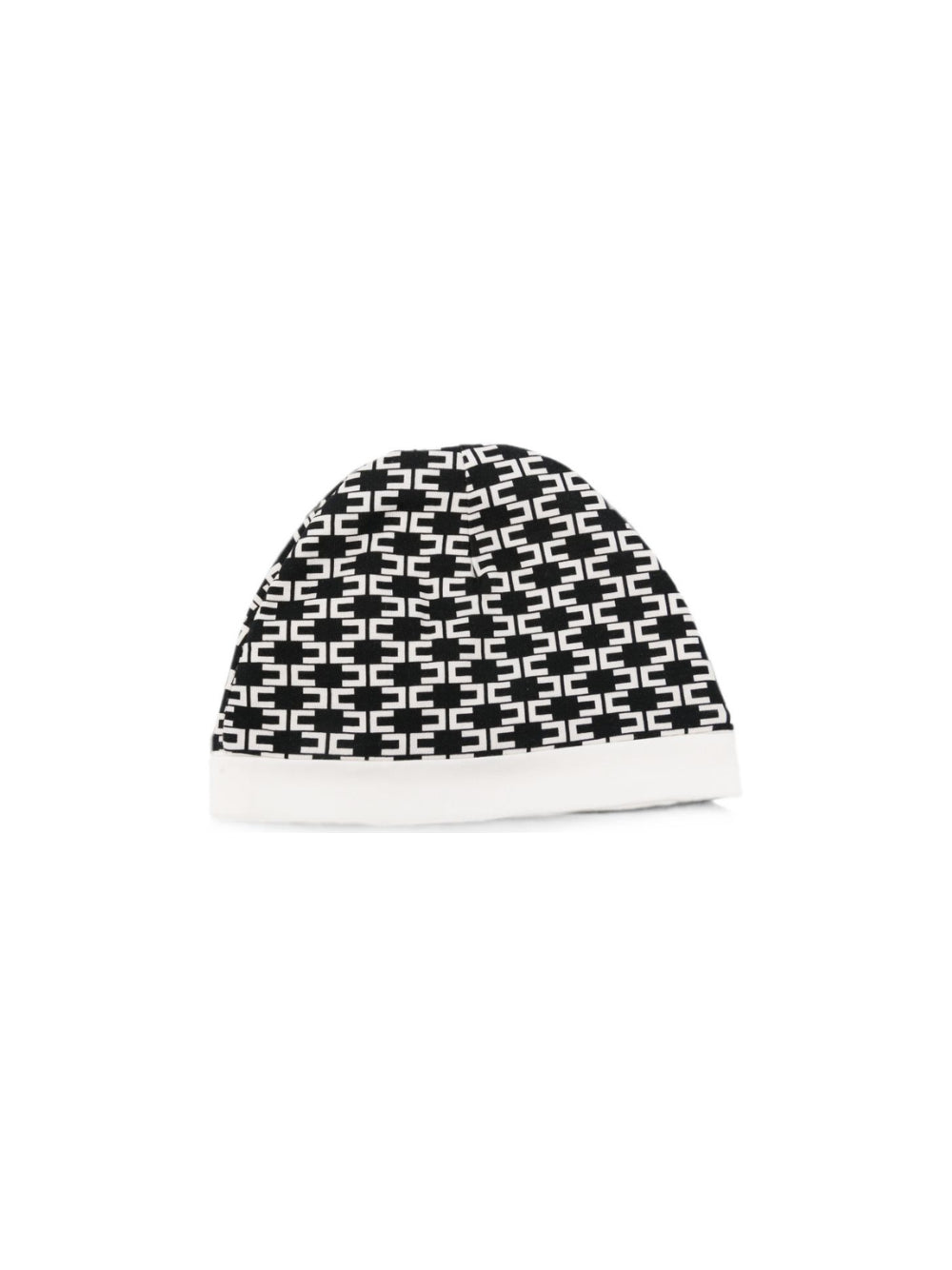 Cappellino per neonata Elisabetta Franchi La Mia Bambina bianco e nero con monogramma all-over ENCP0940JF054G D772 ElISABETTA FRANCHI KIDS 