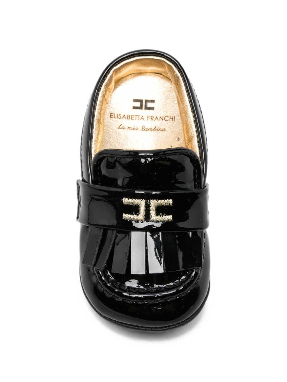 Ballerine per neonata Elisabetta Franchi La Mia Bambina nere con frange F0A4E06121855 999 ElISABETTA FRANCHI KIDS 