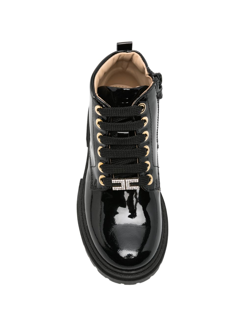 Stivali per bambina Elisabetta Franchi La Mia Bambina neri con placca logo color oro F1A5E06900286 999 ElISABETTA FRANCHI KIDS 