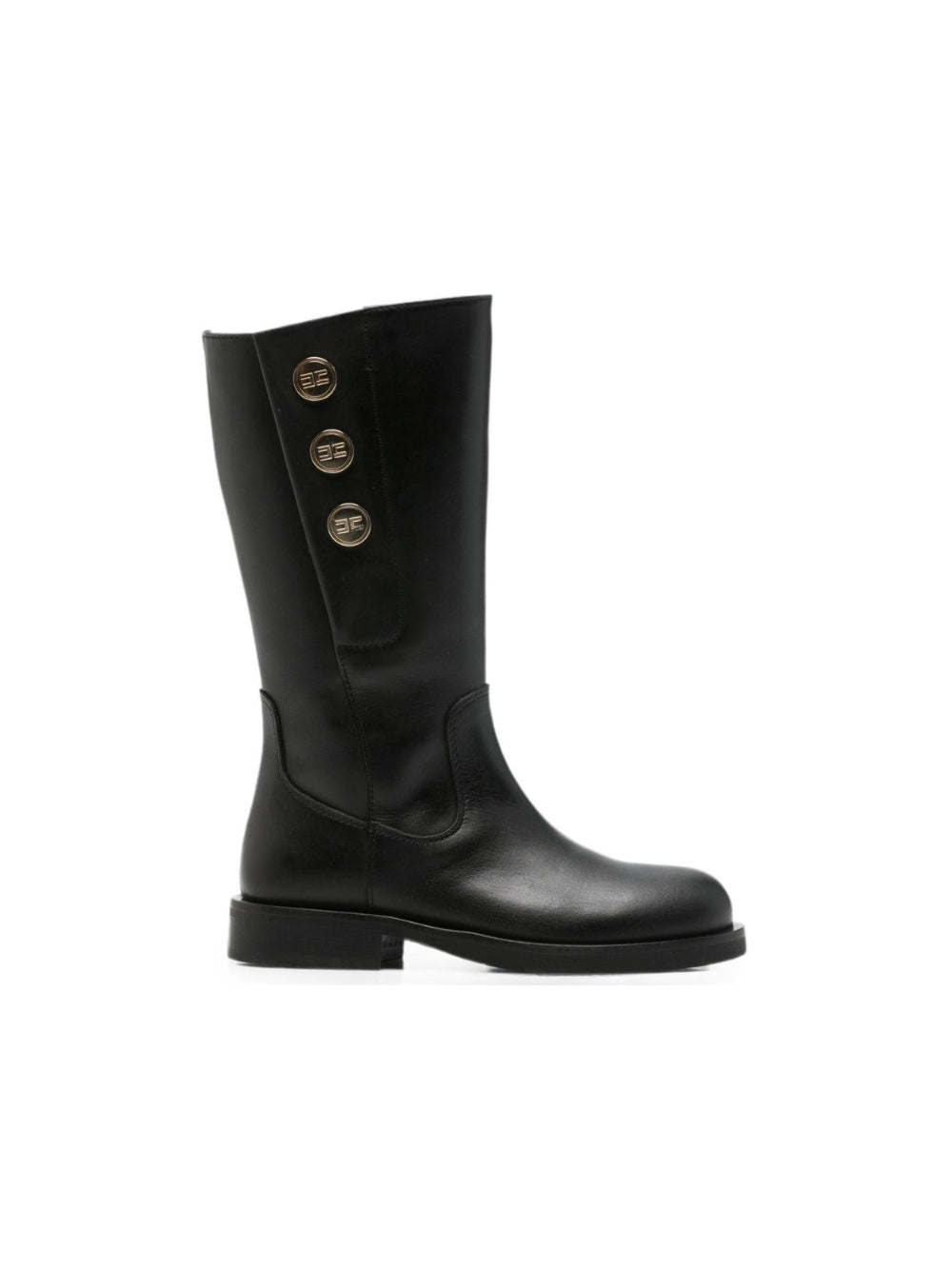 Stivali per bambina Elisabetta Franchi La Mia Bambina neri con placche con logo color oro F4A6E07441251 999 ElISABETTA FRANCHI KIDS 