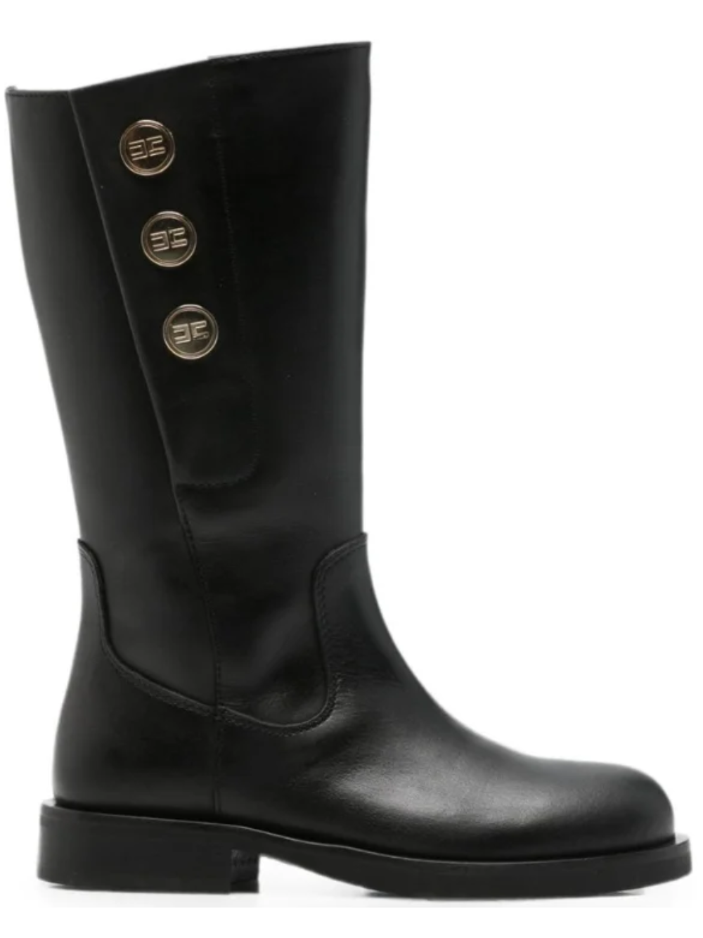 Stivali per bambina Elisabetta Franchi La Mia Bambina neri con placche con logo color oro F4A6E07441251 999 ElISABETTA FRANCHI KIDS 