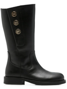 Stivali per bambina Elisabetta Franchi La Mia Bambina neri con placche con logo color oro F4A6E07441251 999 ElISABETTA FRANCHI KIDS 