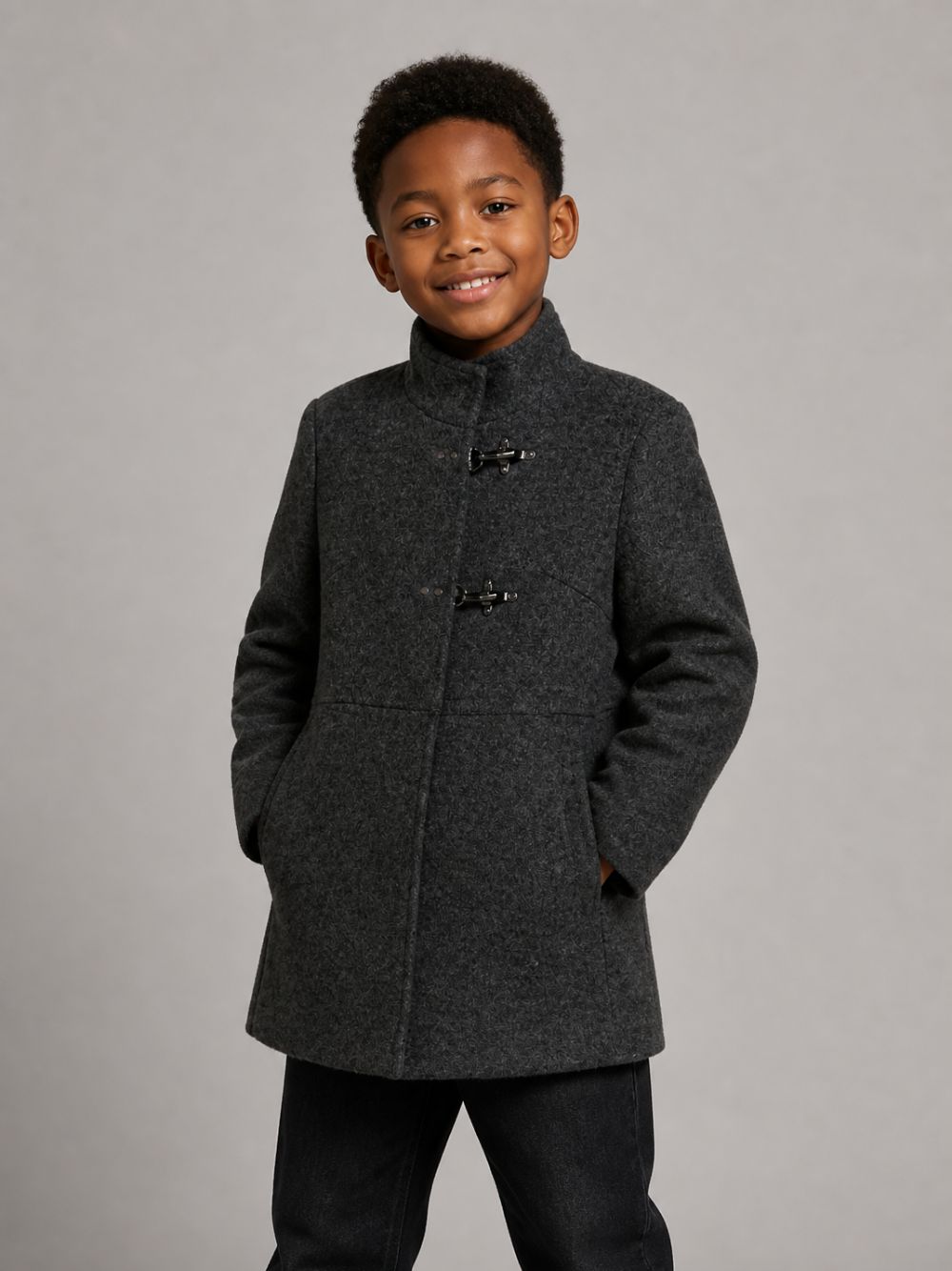 Cappotto per bambino Fay Kids grigio scuro con chiusura a moschettone FZ2A10 E0261 8A0 FAY KIDS 