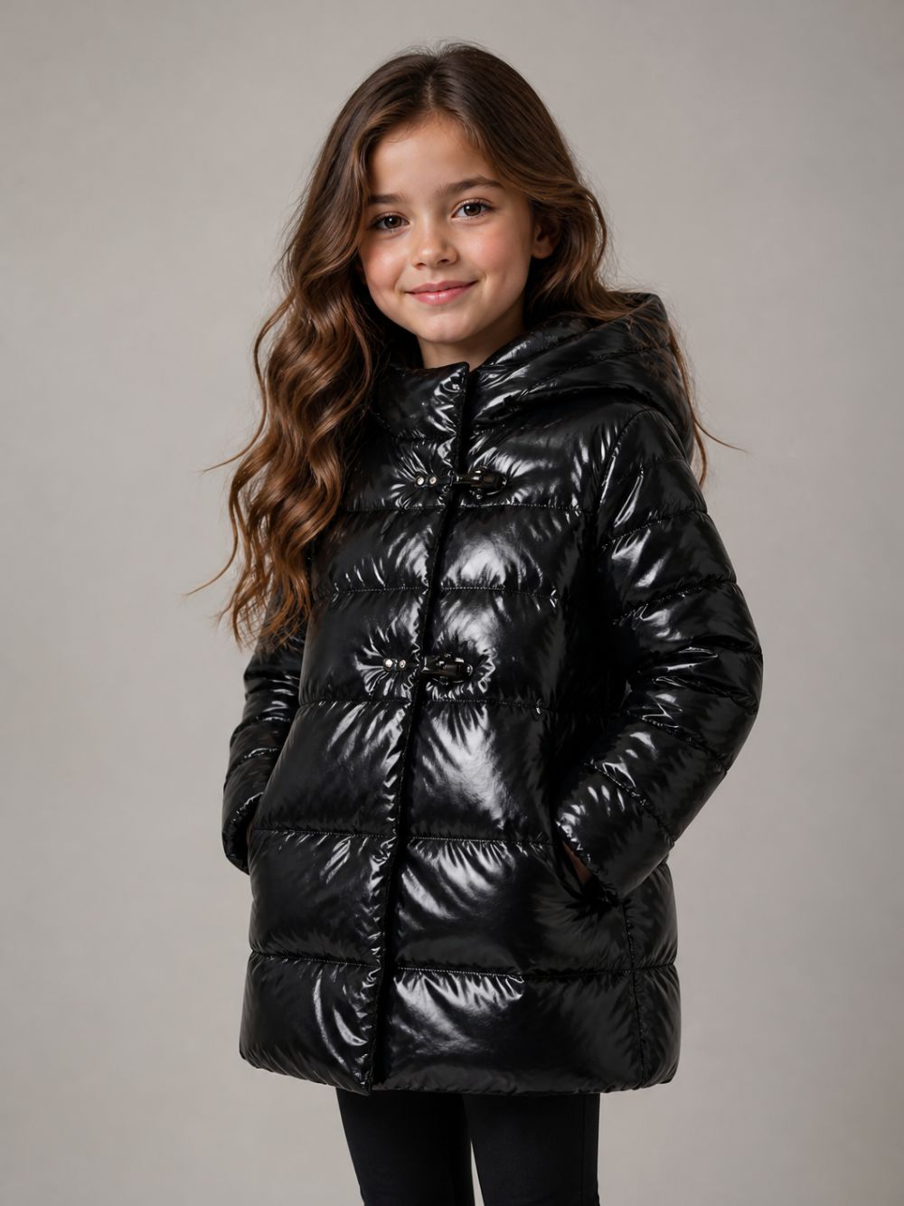 Giubbino per bambina Fay Kids nero con finitura lucida FZ2B10 N0466 930 FAY KIDS 