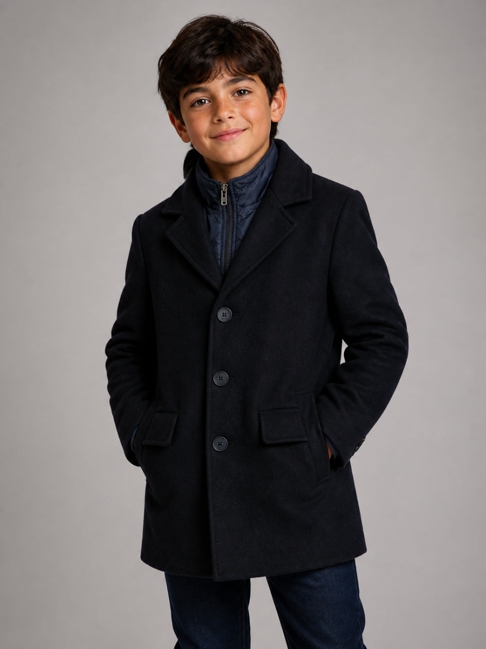 Cappotto per bambino Fay Kids blu con revers a lancia FZ2H10 E0259 621 FAY KIDS 