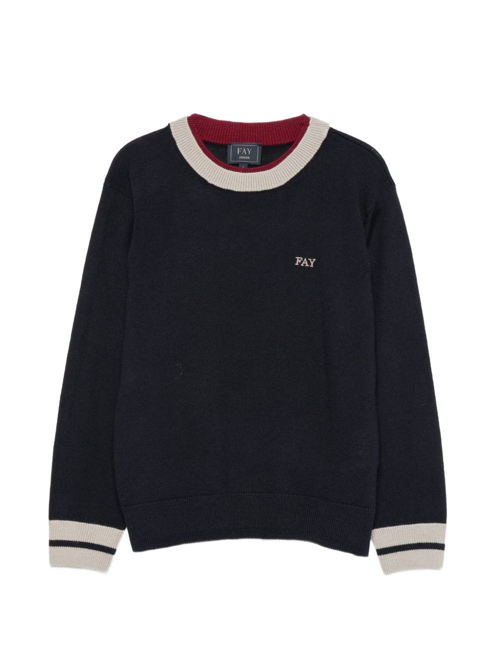 Maglione per bambino Fay Kids blu con logo ricamato sul davanti FZ9H00 W0012 621BG FAY KIDS 