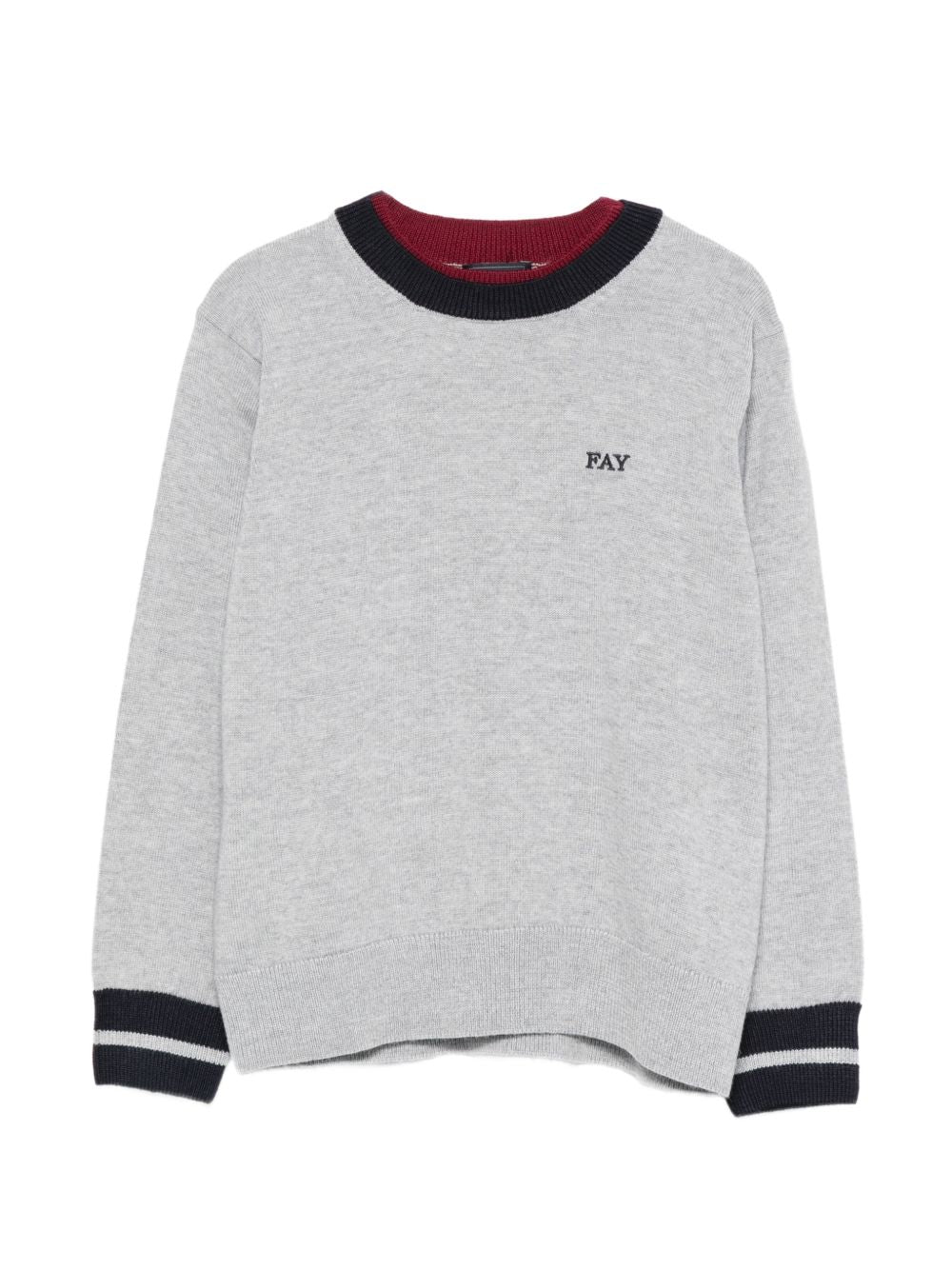 Maglione per bambino Fay Kids grigio con logo ricamato sul davanti FZ9H00 W0033 805BL FAY KIDS 