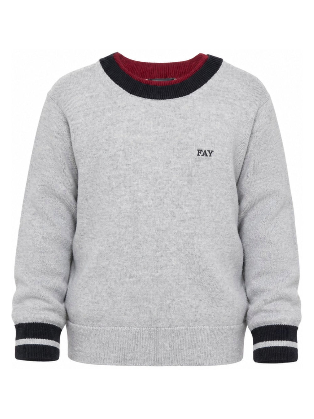 Maglione per bambino Fay Kids grigio con logo ricamato sul davanti FZ9H00 W0033 805BL FAY KIDS 