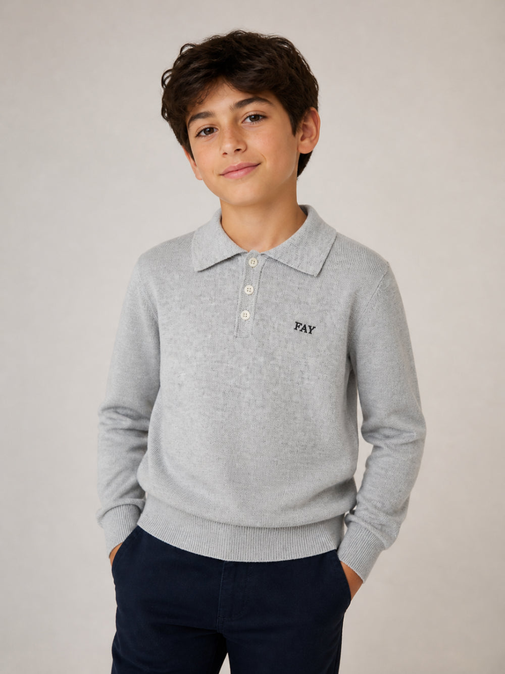 Maglione per bambino Fay Kids grigio con colletto stile polo FZ9H20 W0033 805 FAY KIDS 