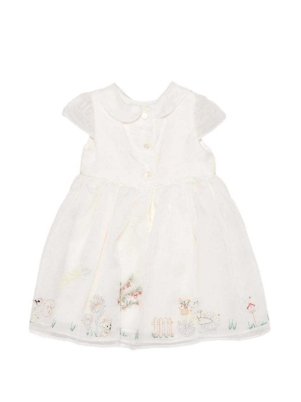 Abito per neonata Fendi Kids bianco con dettagli ricamati BFB633 AG20 F0TU9 FENDI KIDS 