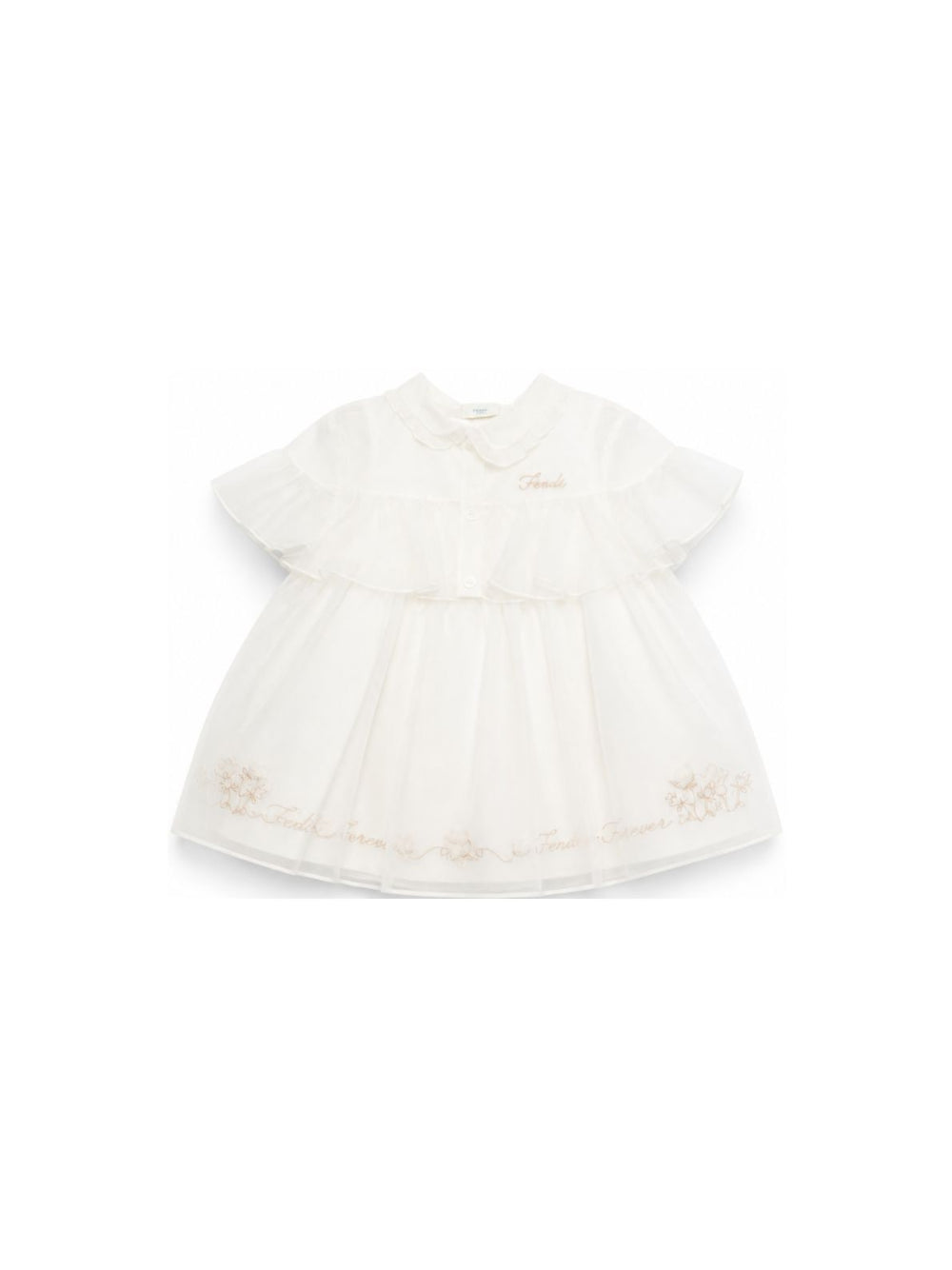 Abito per neonata Fendi Kids bianco con dettaglio a balze BFB634 AG20 F0TU9 FENDI KIDS 