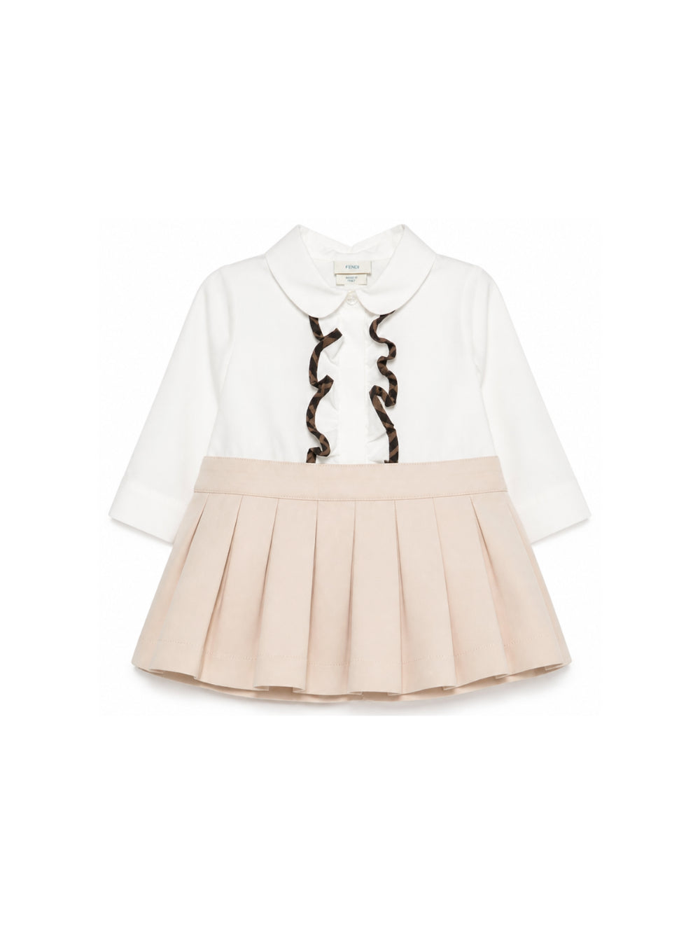Abito per neonata Fendi Kids beige con colletto alla Peter Pan BFB639 AS5Y F1P2N FENDI KIDS 