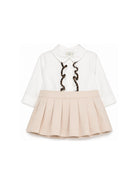 Abito per neonata Fendi Kids beige con colletto alla Peter Pan BFB639 AS5Y F1P2N FENDI KIDS 