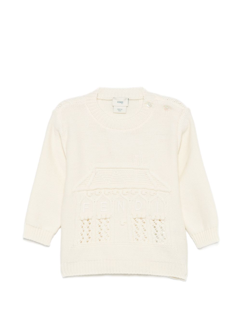 Maglione per neonati Fendi Kids bianco con dettagli traforati BFG108 AJ8Y F0WC4 FENDI KIDS 
