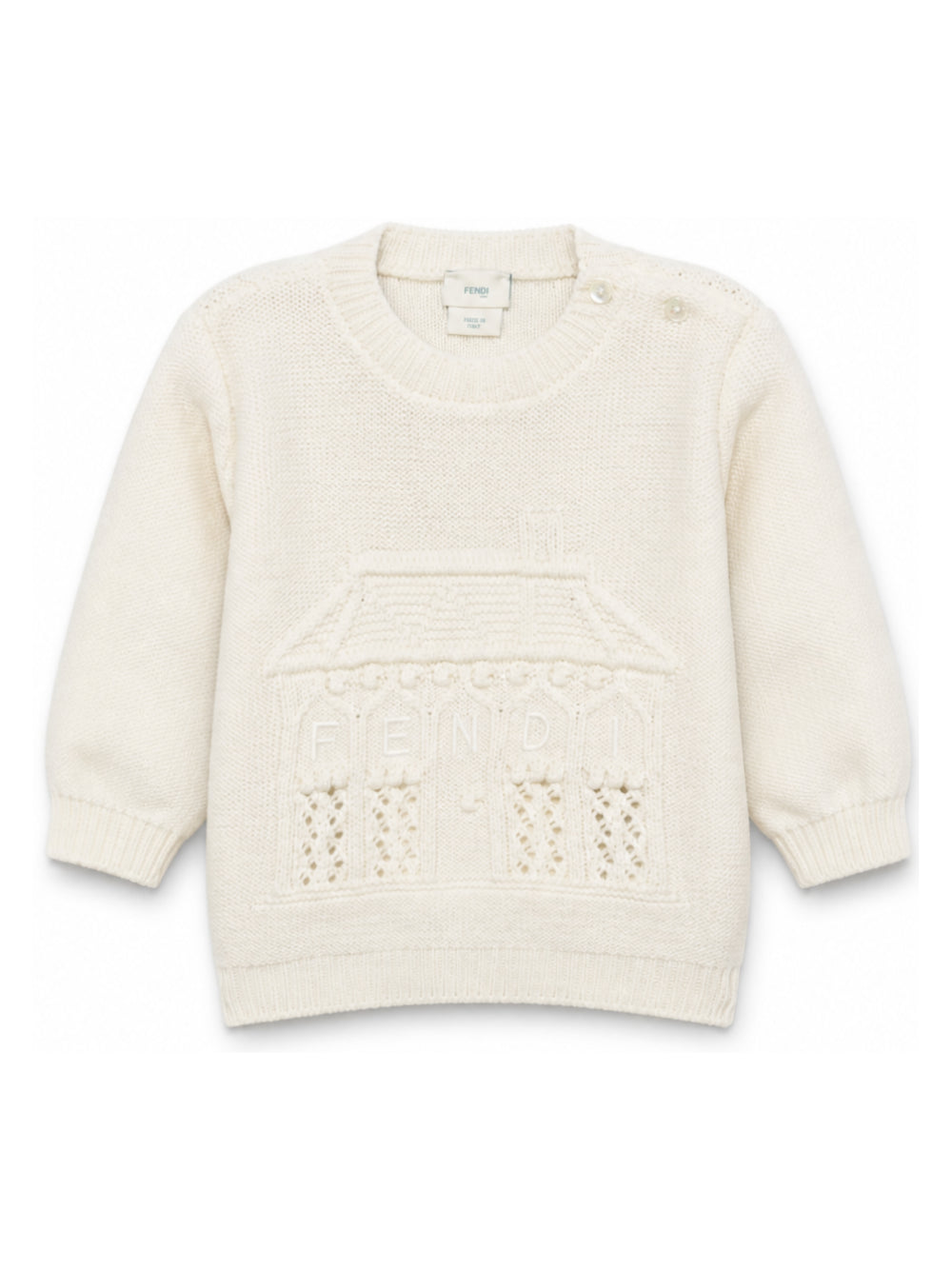 Maglione per neonati Fendi Kids bianco con dettagli traforati BFG108 AJ8Y F0WC4 FENDI KIDS 