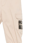 Pantaloni per neonato Fendi Kids beige con patch con logo FF BMF277 AS5Y F1P2N FENDI KIDS 