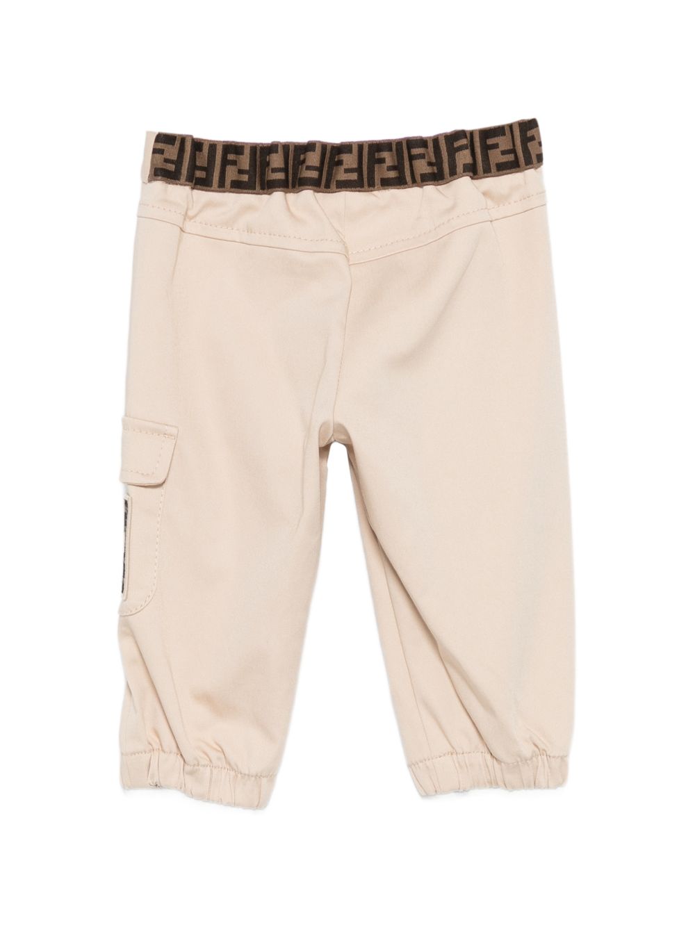 Pantaloni per neonato Fendi Kids beige con patch con logo FF BMF277 AS5Y F1P2N FENDI KIDS 