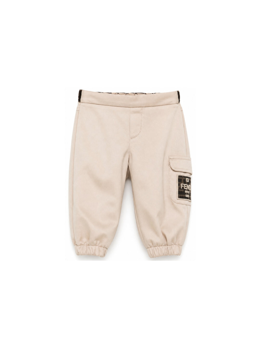 Pantaloni per neonato Fendi Kids beige con patch con logo FF BMF277 AS5Y F1P2N FENDI KIDS 
