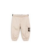 Pantaloni per neonato Fendi Kids beige con patch con logo FF BMF277 AS5Y F1P2N FENDI KIDS 