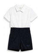 Set camicia e shorts per neonato Fendi Kids bianco a maniche corte BML158 AS64 F1I11 FENDI KIDS 