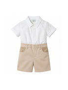 Set due pezzi camicia e shorts per neonato Fendi Kids bianco e beige con motivo logo BML164 AS5Y F1P2N FENDI KIDS 