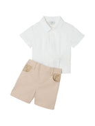 Set due pezzi camicia e shorts per neonato Fendi Kids bianco e beige con motivo logo BML164 AS5Y F1P2N FENDI KIDS 