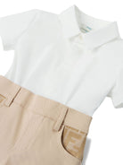Set due pezzi camicia e shorts per neonato Fendi Kids bianco e beige con motivo logo BML164 AS5Y F1P2N FENDI KIDS 