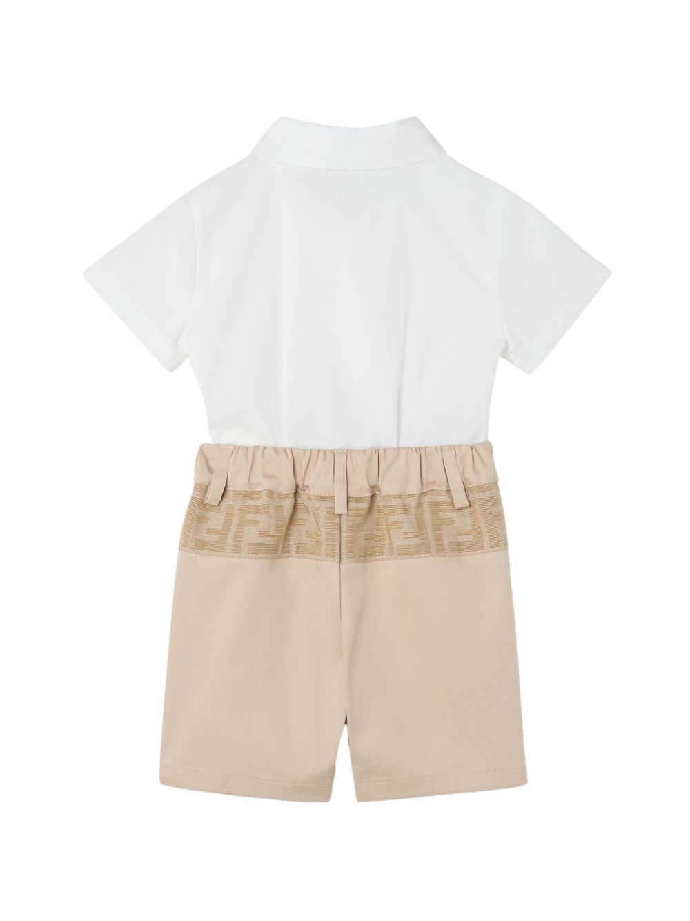 Set due pezzi camicia e shorts per neonato Fendi Kids bianco e beige con motivo logo BML164 AS5Y F1P2N FENDI KIDS 