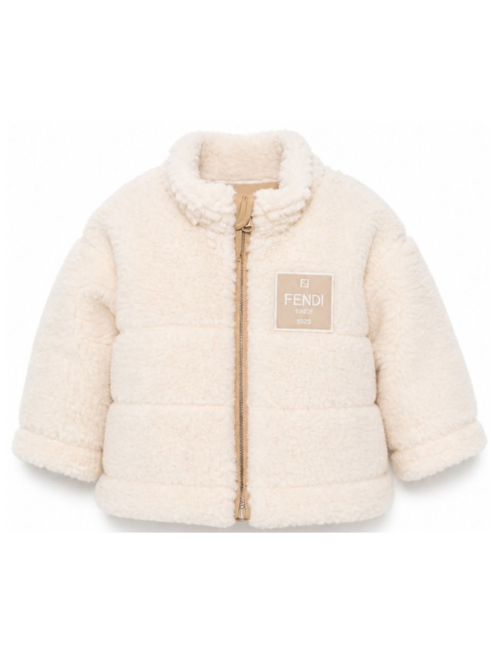 Giubbino per neonati Fendi Kids beige con finitura in shearling BUA126 AY8J F0WC4 FENDI KIDS 