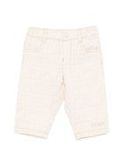 Pantaloni per neonato Fendi Kids crema con finitura con logo BUF274 AY8V F0XW5 FENDI KIDS 