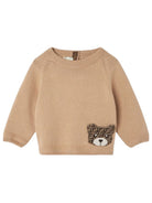 Maglione per neonati Fendi  Kids beige con ricamo orsetto sul davanti con logo FF BUG211 AVVZ F0QU5 FENDI KIDS 