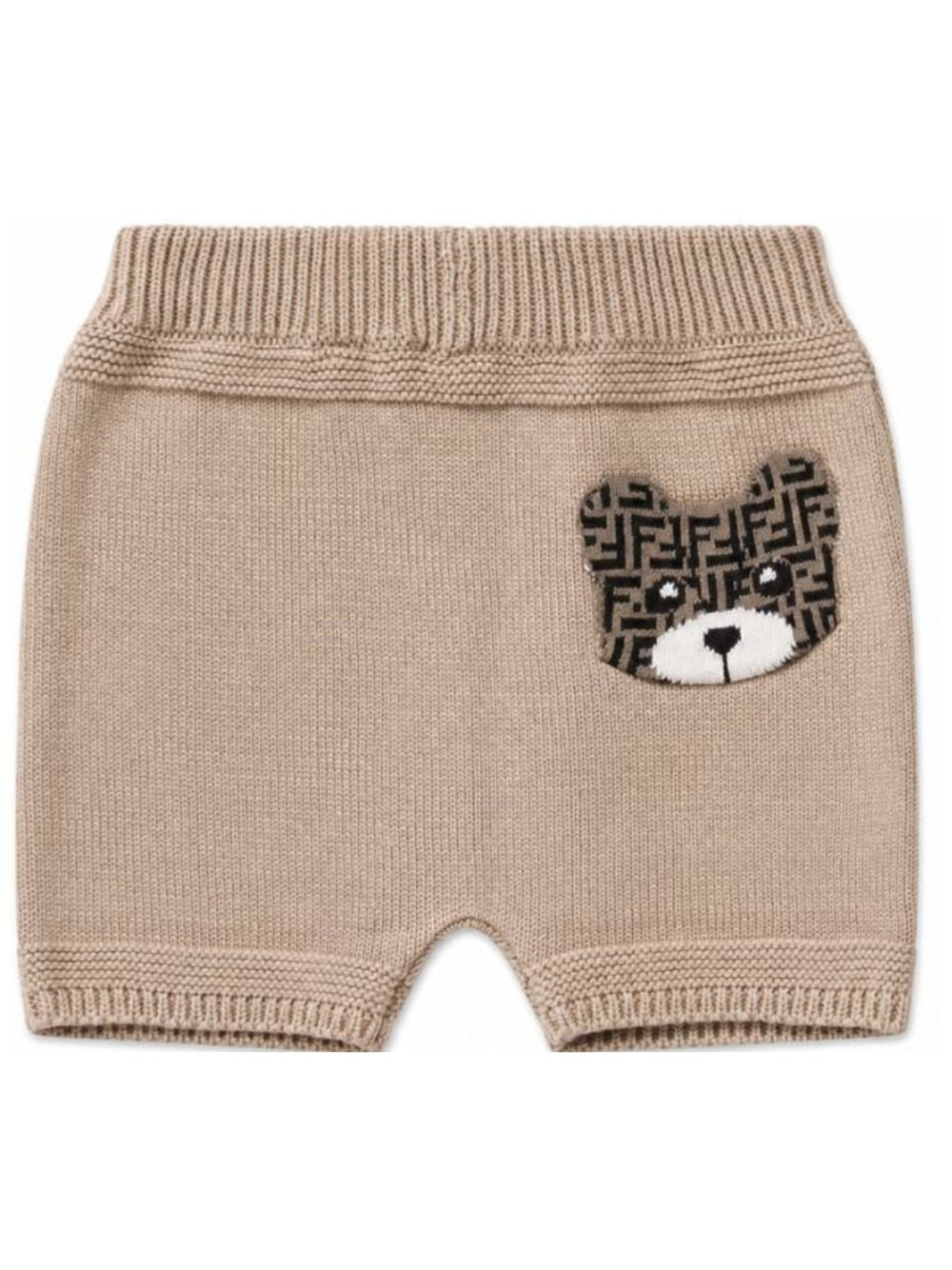Shorts per neonati Fendi Kids beige con ricamo orsetto sul davanti BUG212 AVVZ F0QU5 FENDI KIDS 