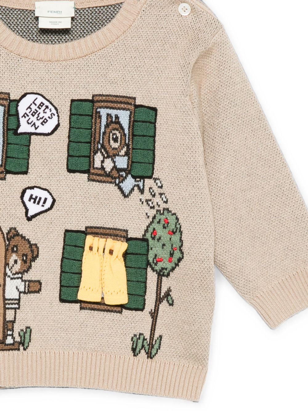Maglione per neonato Fendi Kids beige lavorato a intarsio BUG226 AIXQ F1P2N FENDI KIDS 