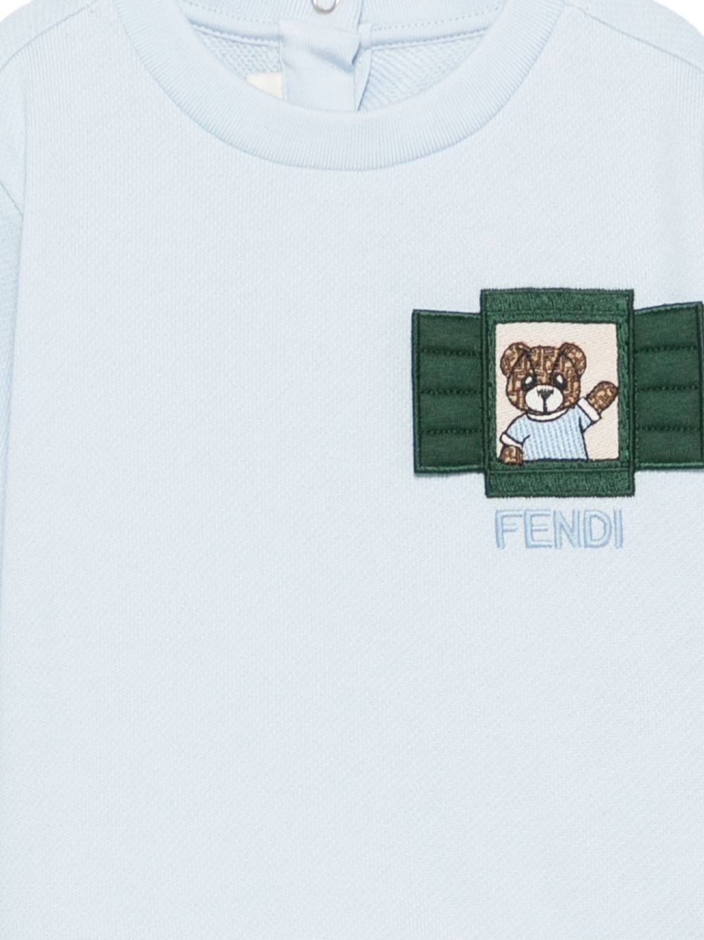 Felpa per neonato Fendi Kids azzurra con Teddy ricamato sul davanti BUH106 5V0 F0EX7 FENDI KIDS 